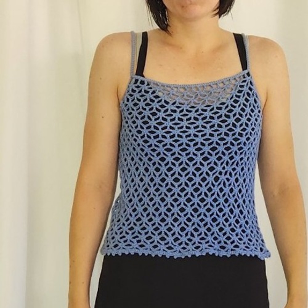 Blue Crochet Tank Top‎